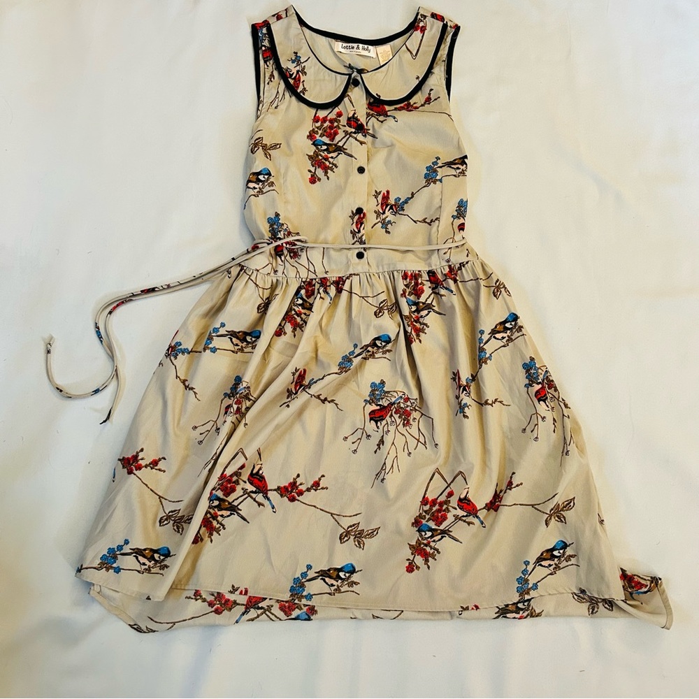 Lottie & Holly floral bird shirt dress, woman’s size large
